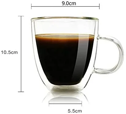 Taza de café de vidrio aislada de doble pared de 355 ml - Ordena tu Café