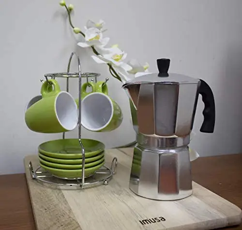 Imusa Cafetera eléctrica de 3 a 6 tazas con base desmontable, color plateado